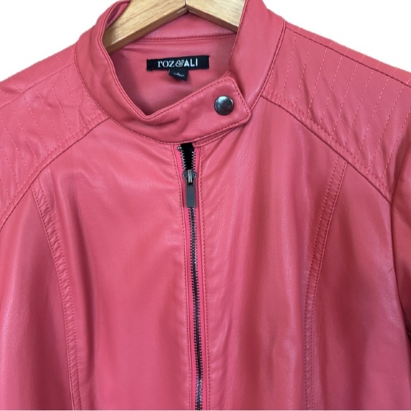 Fox & Ali Faux Leather Jacket. Salmon Color. Large - Picture 8 of 10